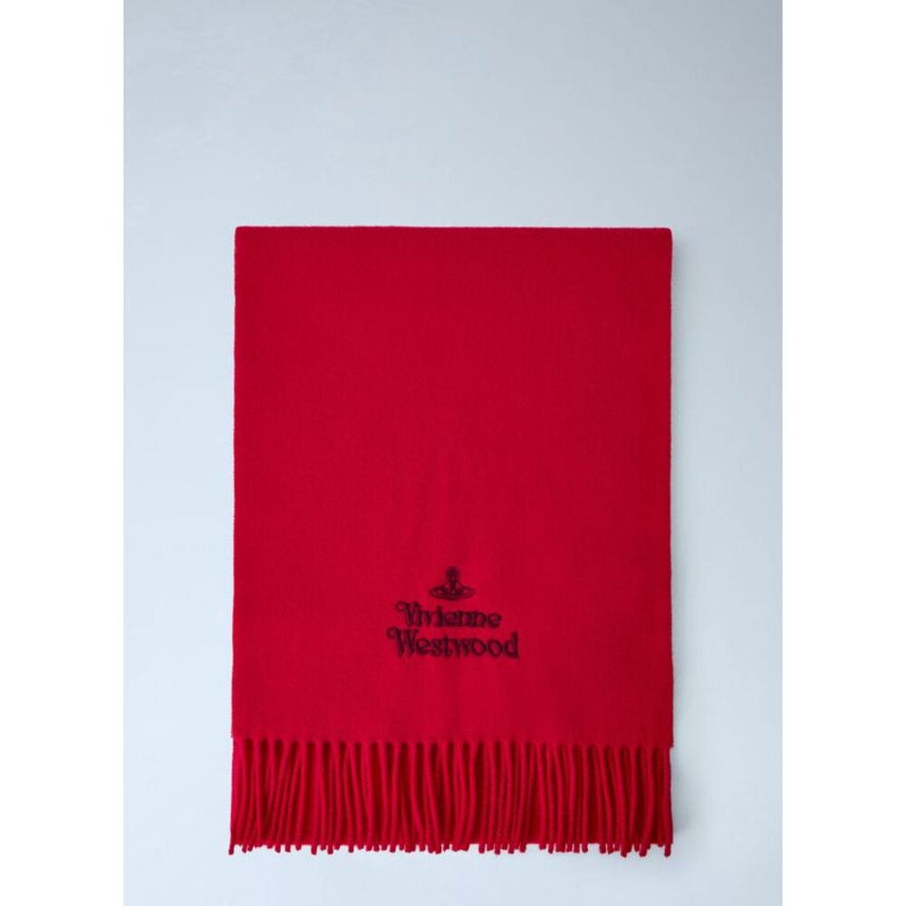 Vivienne Westwood Men Logo Embroidered Wool Scarf